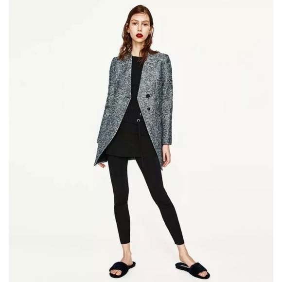 Zara Shiny Tweed Coat - Picture 2 of 15